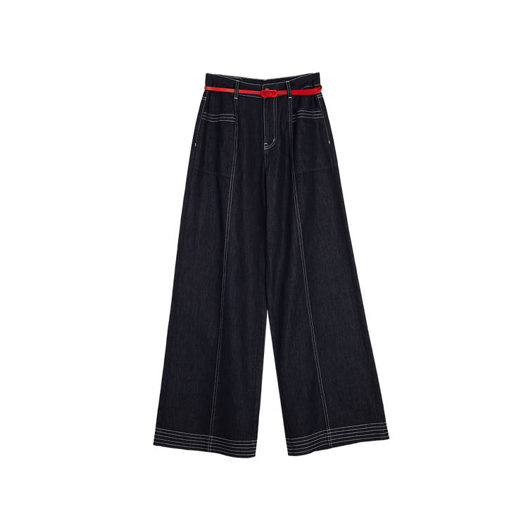 ELLE Jeans Women's Denim Blue Moderate Straight Fit Pants