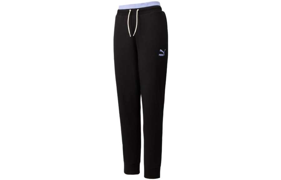 PUMA Knitted Sweatpants Women's Black Moderate Straight Fit Pants