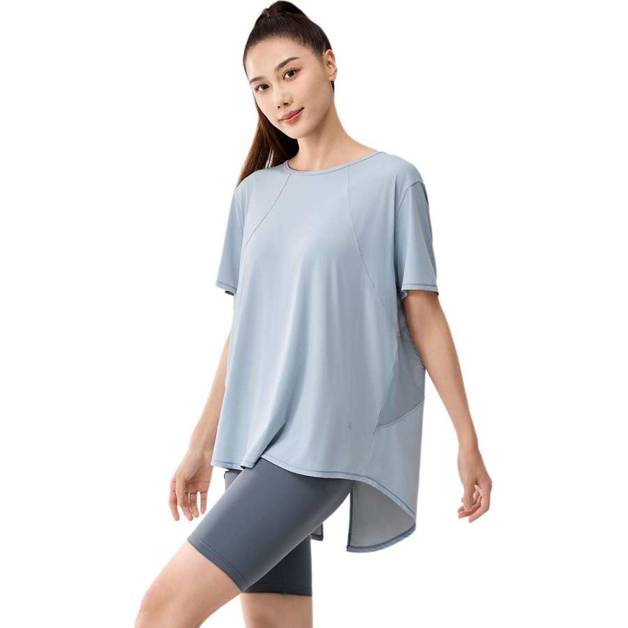 361° T Shirts Women's Pearl Blue Gray Crew Neck Moderate Straight Fit