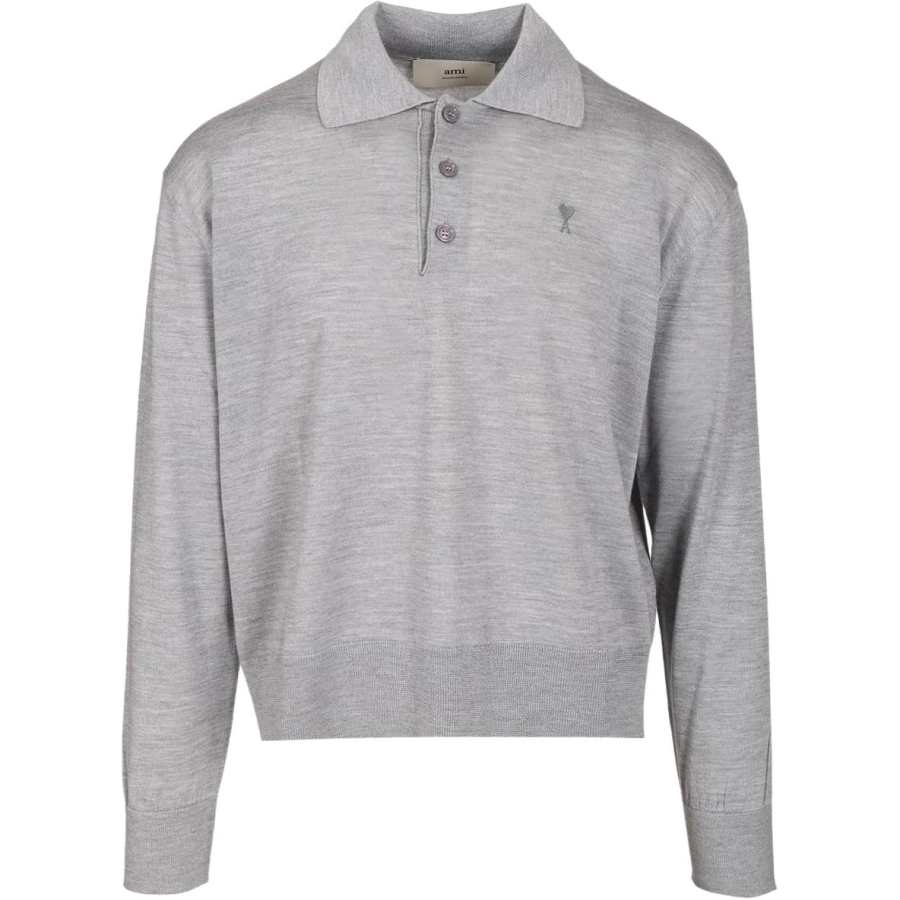 Amiparis Ami De Coeur embroidered wool polo shirt