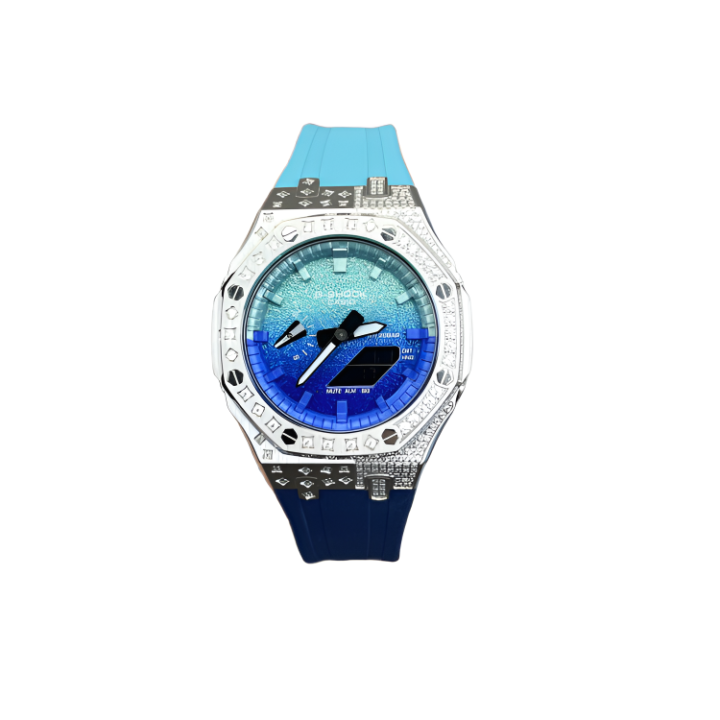 CASIO CASIO Custom Collection Quartz Movement Fluoroelastomer Strap Watch Unisex Blue Dial