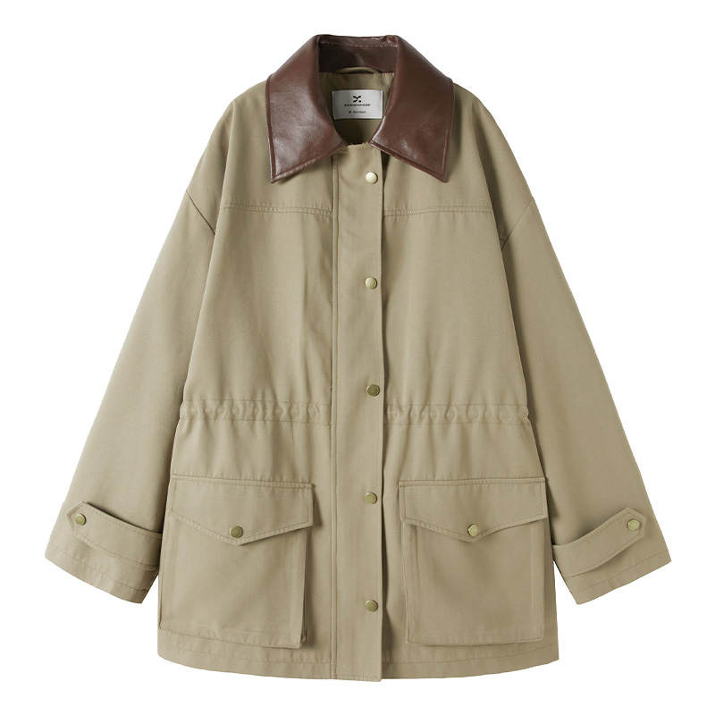XIANGYING Trench Coats Women's Khaki Lapel Moderate Other