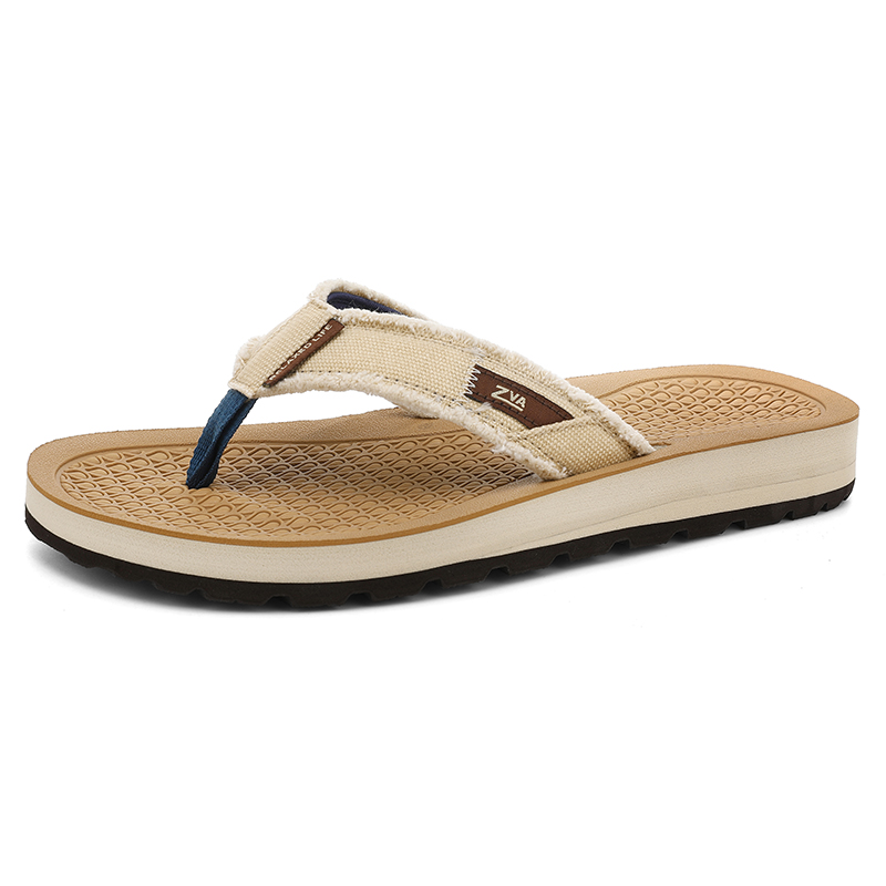 ZVA Quiet Abrasion Resistant Slip Resistant Quiet Abrasion Resistant Slip Resistant Flip Flops Men's Wheat Brown