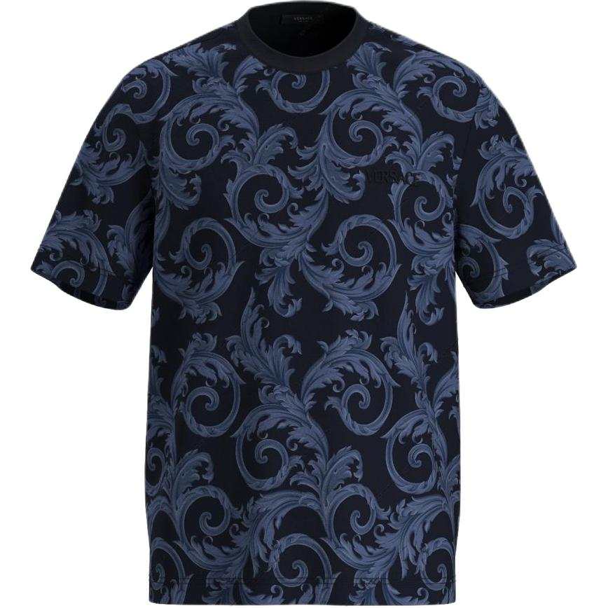 VERSACE T Shirts Men's Blue Crew Neck Moderate Straight Fit