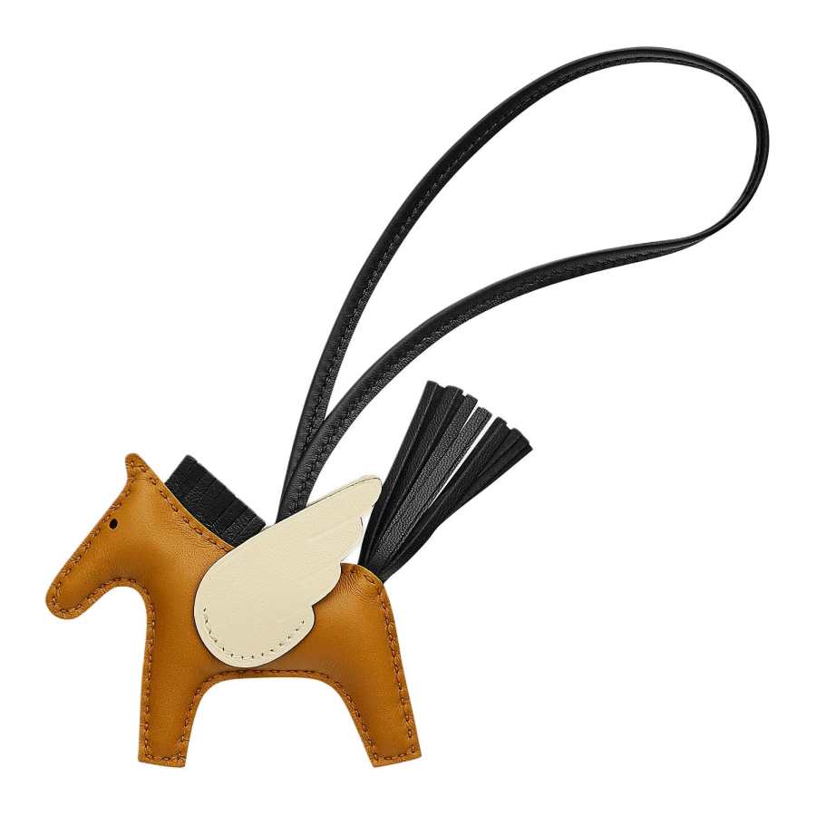 HERMES Rodeo Pegase Milo Sheepskin With Swift Calfskin Bag Accessory Unisex Sesame & Black & Cream & White