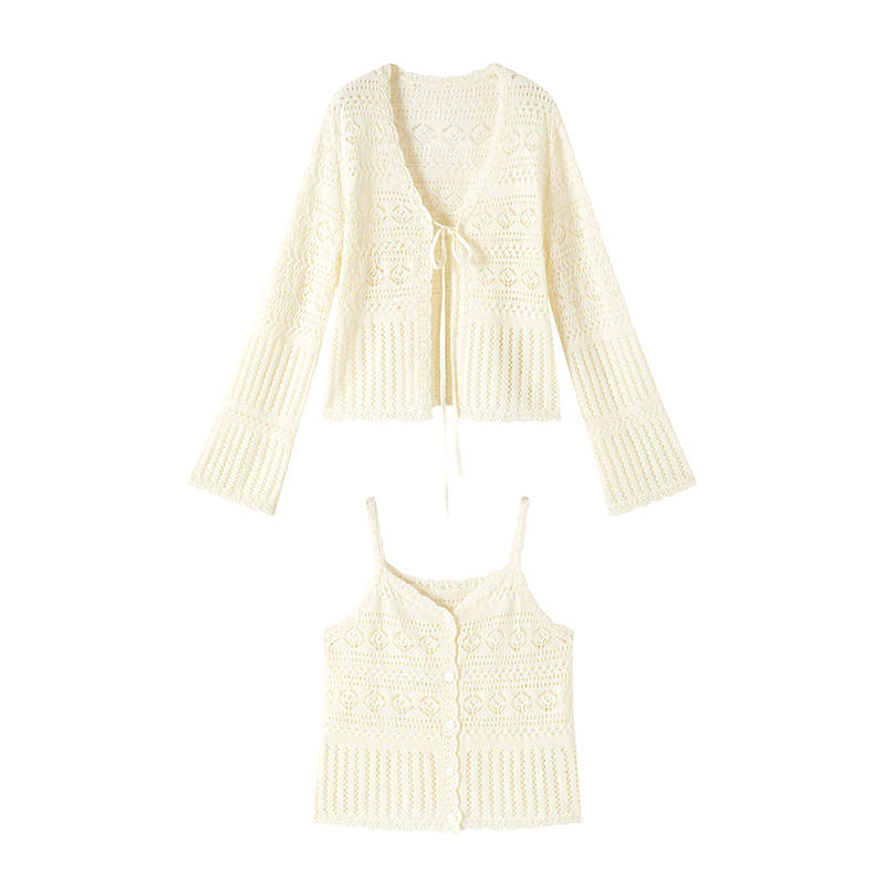 XIANGYING Casual Suits Women's Heron White V Neck Moderate