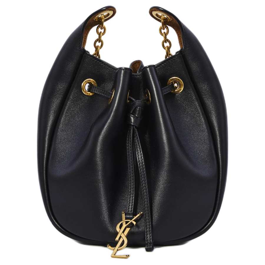 SAINT LAURENT Cassandre Calfskin Shoulder Bag Women's Black