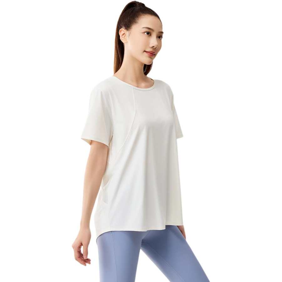 361° T Shirts Women's Feather White Crew Neck Moderate Straight Fit
