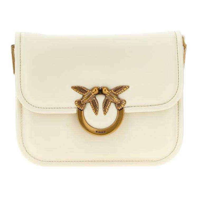 PINKO Calfskin Shoulder Bag Mini Women's White