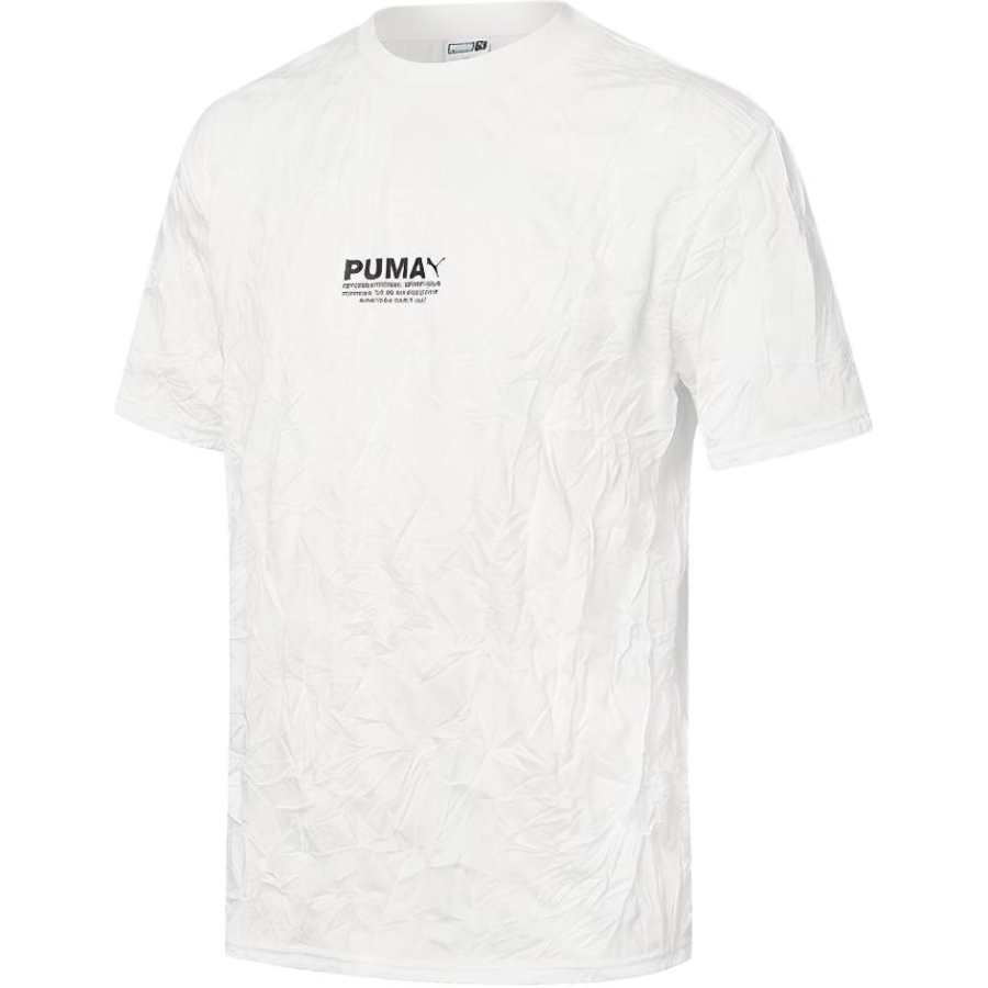PUMA T Shirts Men's White Crew Neck Moderate Straight Fit