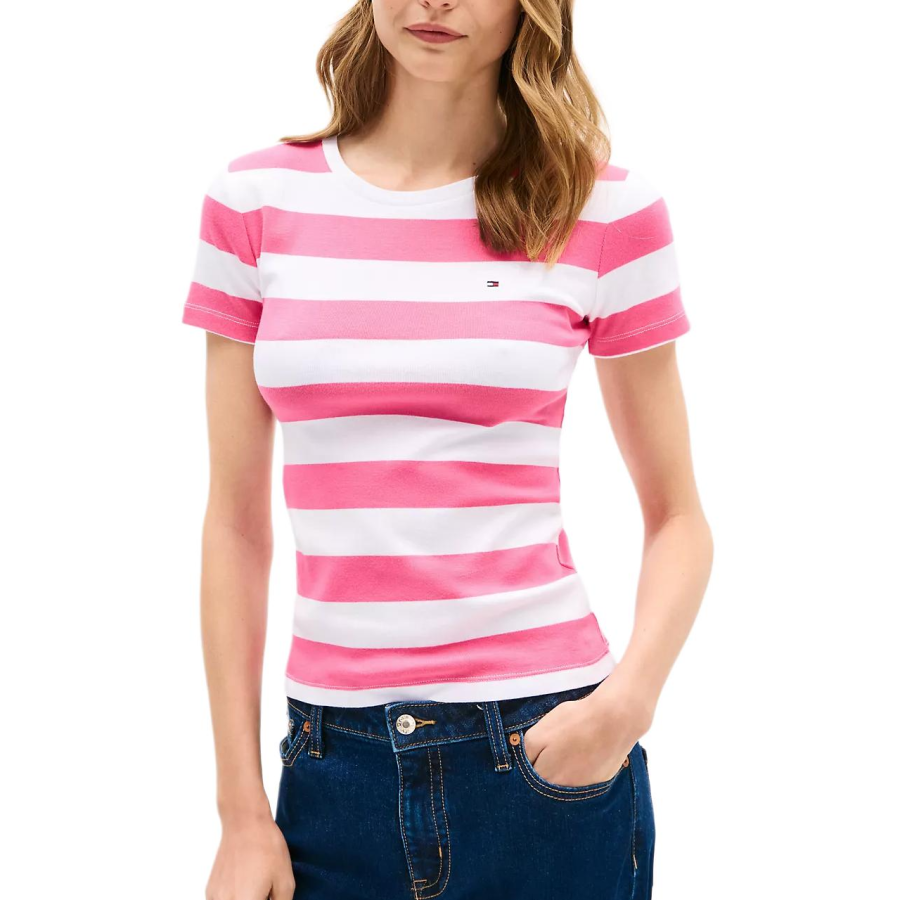 Tommy Hilfiger T Shirts Women's Pink Crew Neck