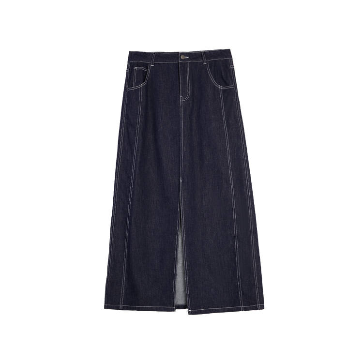 ELLE Casual Long Skirts Women's Denim Blue Moderate
