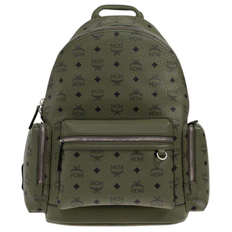 MCM MCM Stark Printed Pattern Canvas With Leather Backpack Regular Men's Green