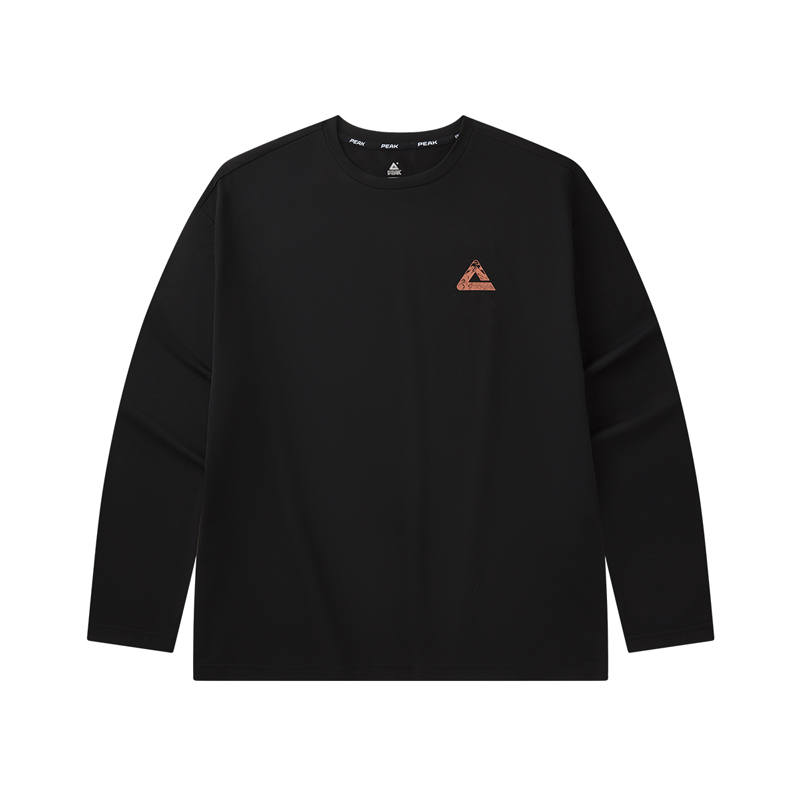 PEAK T Shirts Unisex Black Crew Neck Moderate Straight Fit