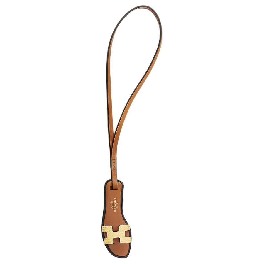 HERMES Oran Nano Epsom Calfskin Bag Charm Bag Merch Women's Chick Yellow & Natural Sand & Black