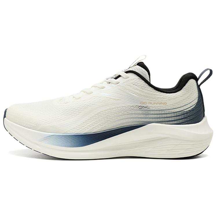 QIAODAN Low top Casual Running Shoes Men's Ivory White Indigo Blue