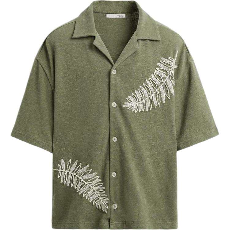 ZARA Shirts Men's Green Cuban Collar Moderate