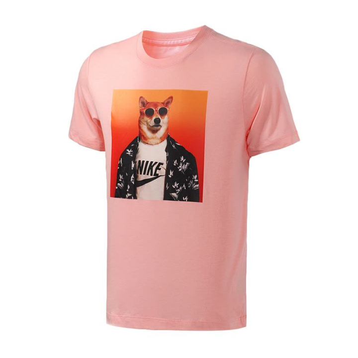 Nike Nike T Shirts Men's Pink Crew Neck Moderate Straight Fit