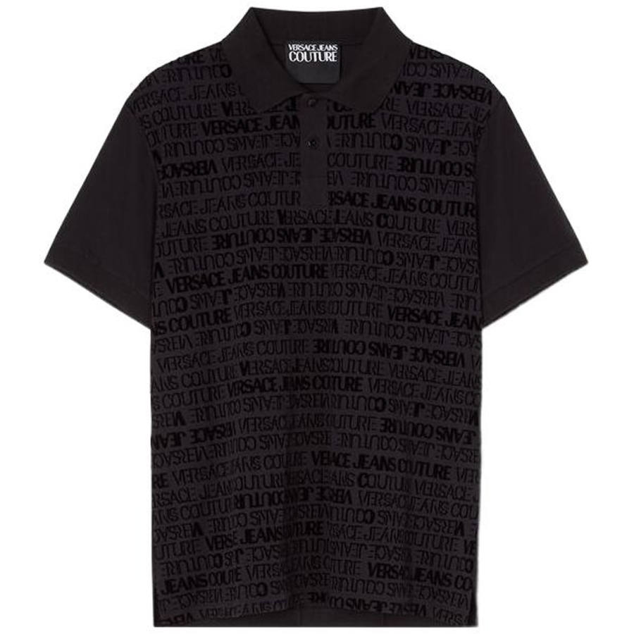 VERSACE JEANS COUTURE Polo Shirts Men's Black Polo Collar Moderate
