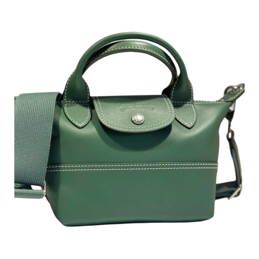 LONGCHAMP Le Pliage Xtra Cow Leather Shoulder Bag, Crossbody Bag, Handbag Mini Women's UK Green
