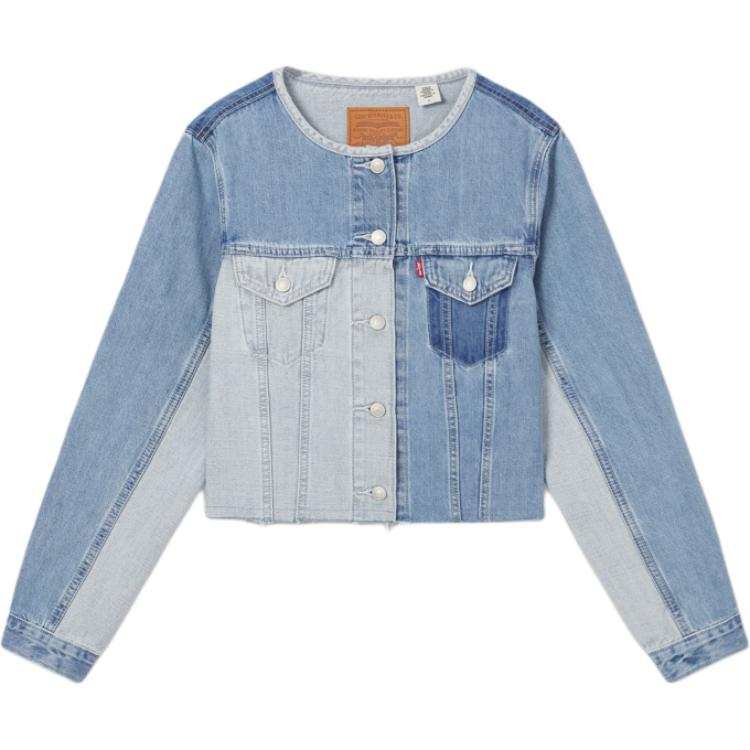 Levis Denim Jackets Women's Nautical Blue Crew Neck Moderate Other