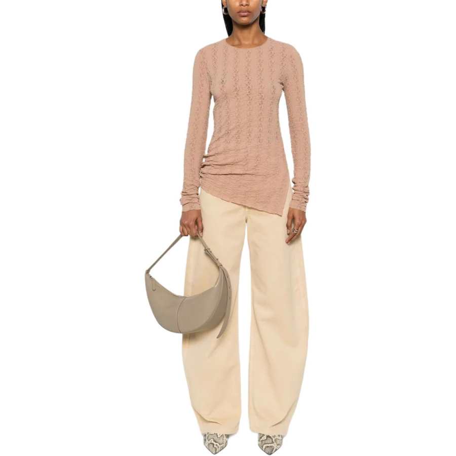 UMA WANG UMA WANG Side Slit Open Knit Crewneck Top