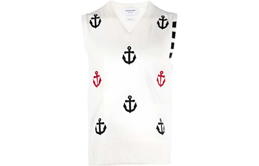 THOM BROWNE THOM BROWNE Vests Men's White V Neck Moderate