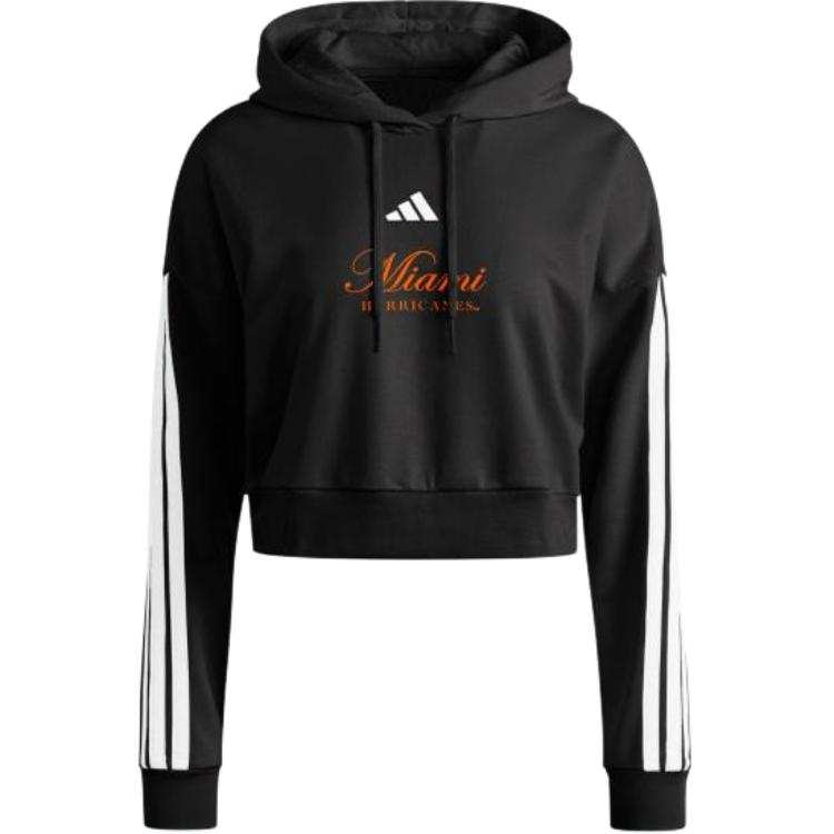 Adidas Adidas Free Shipping With AdiClub Miami Hurricanes Essentials 3 Stripes Crop Hoodie