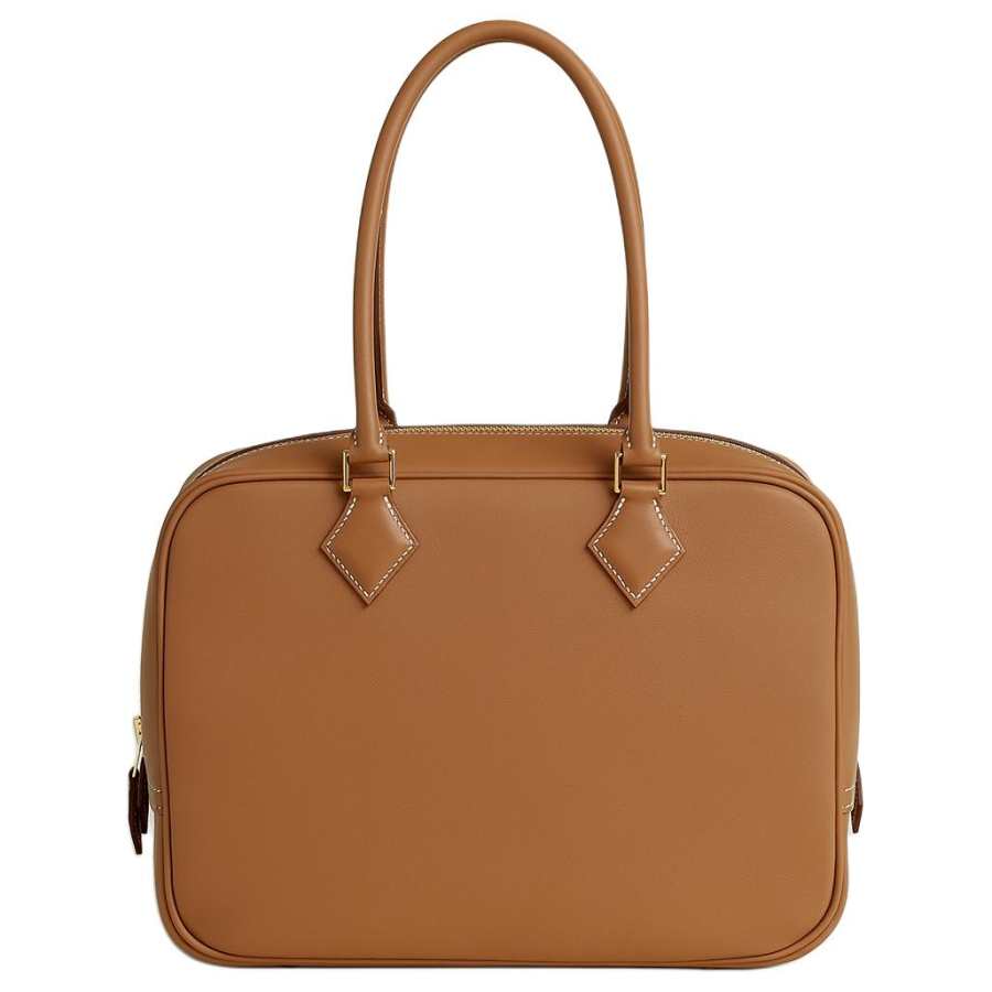 HERMES Plume Swift Calfskin Handbag 28 Women's Gold