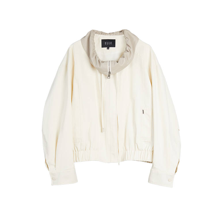 ELLE Cropped Coats Women's Ecru Lapel Moderate