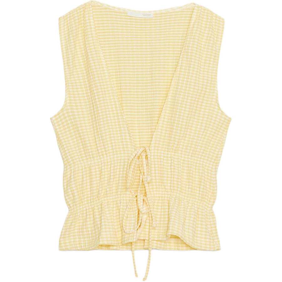ZARA Tank Tops Women's Print V Neck Moderate Lace Up