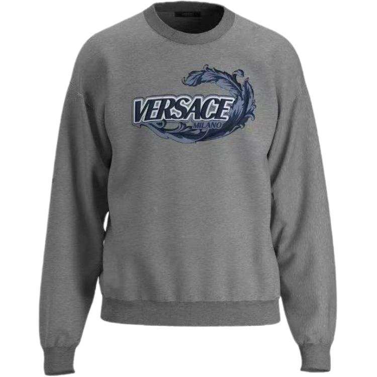 VERSACE Sweatshirts Men's Medium Gray Crew Neck Moderate Straight Fit