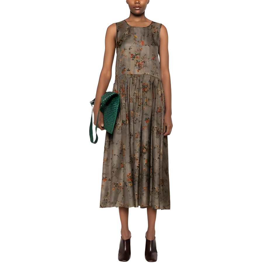 UMA WANG Floral Printed Sleeveless Midi Dress