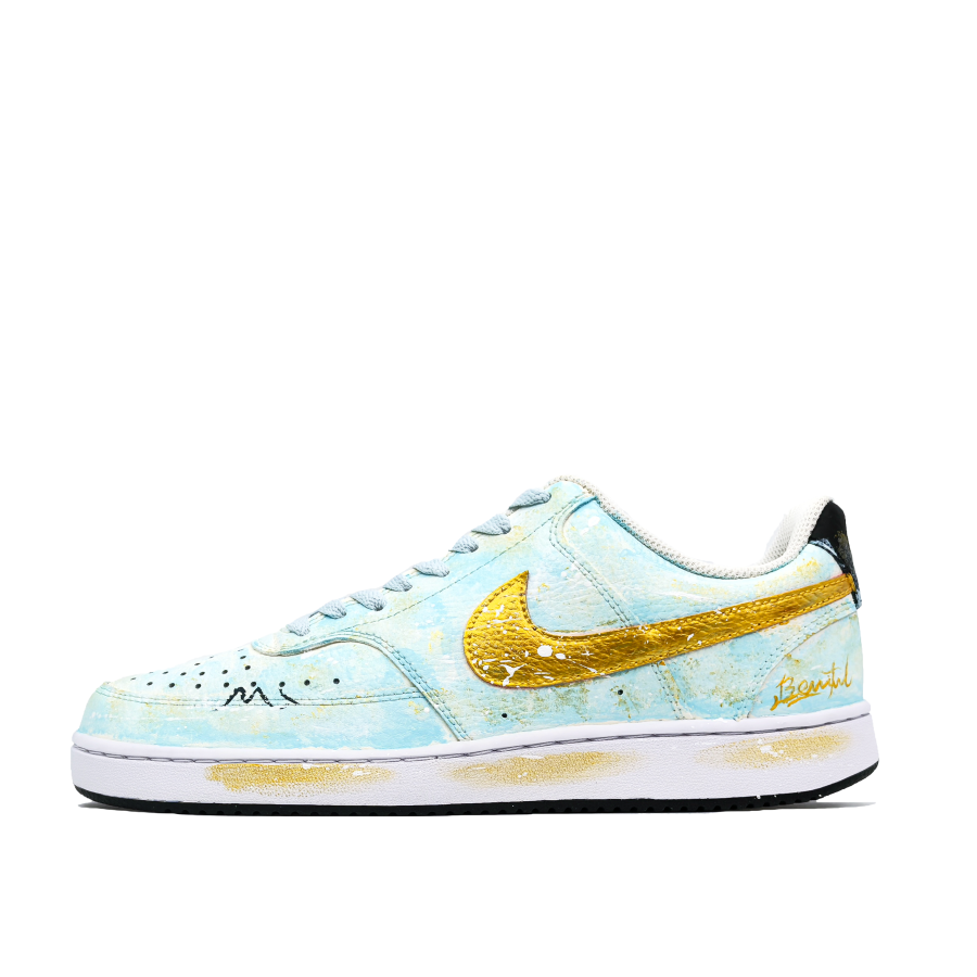 Nike Nike Court Vision 1 Abrasion Resistant Low top Skateboard Shoes Men's Blue Gold