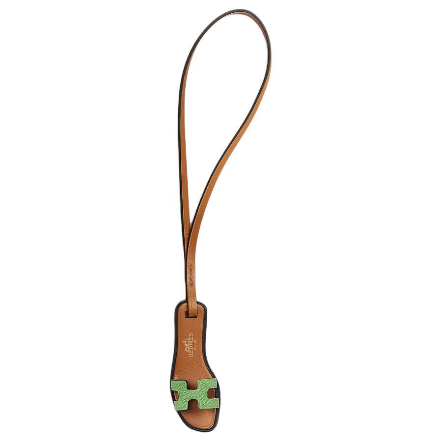 HERMES Oran Nano Epsom Calfskin Bag Charm Bag Merch Women's Acacia Green & Natural & Sand & Black