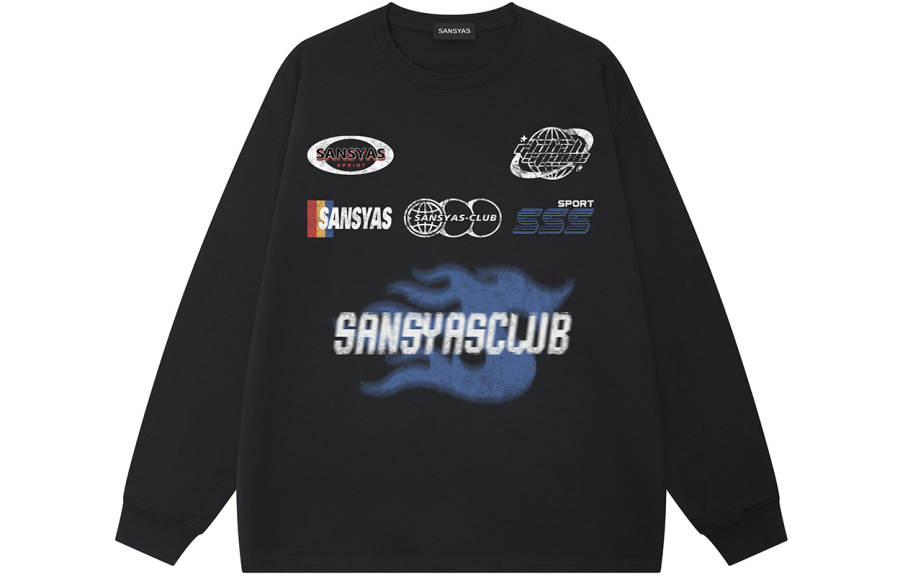 SANSYAS T Shirts Unisex Black Crew Neck Moderate