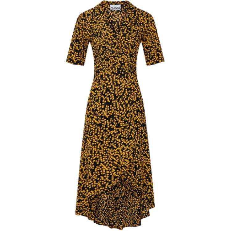 GANNI Short Sleeved Dress Women's Yellow