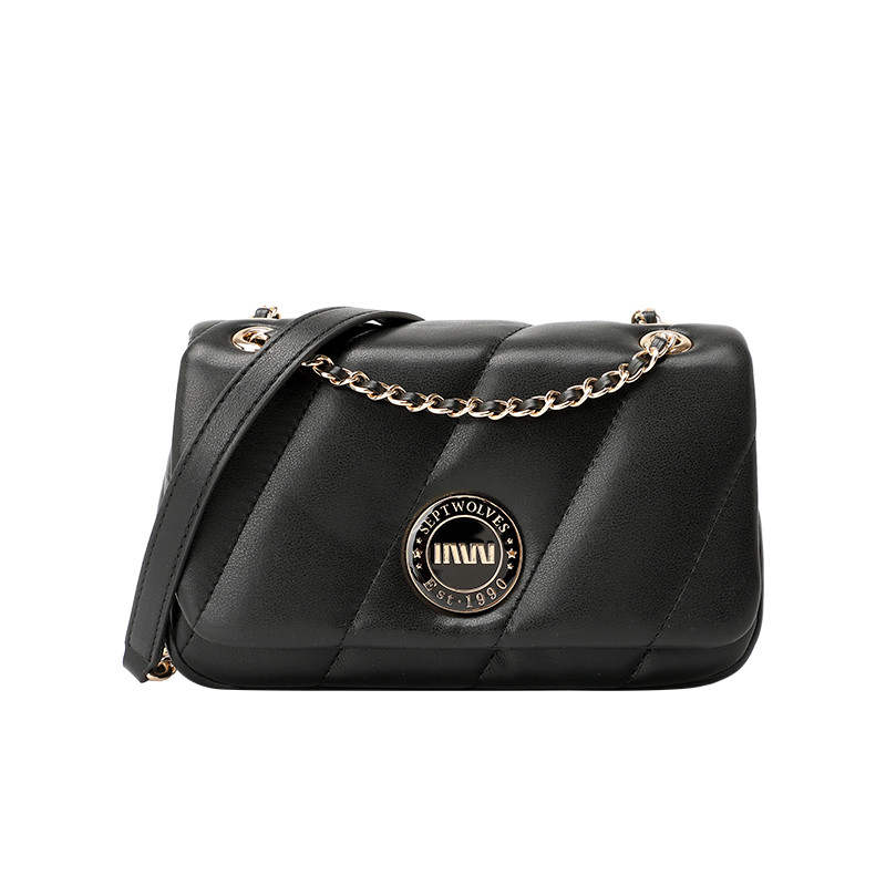 SEPTWOLVES Synthetic Leather Small Square Bag Shoulder Bag Small Women's Black