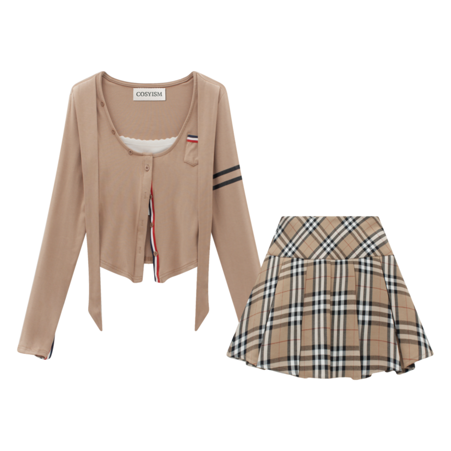 COSYISM Skirt Set Women's Khaki