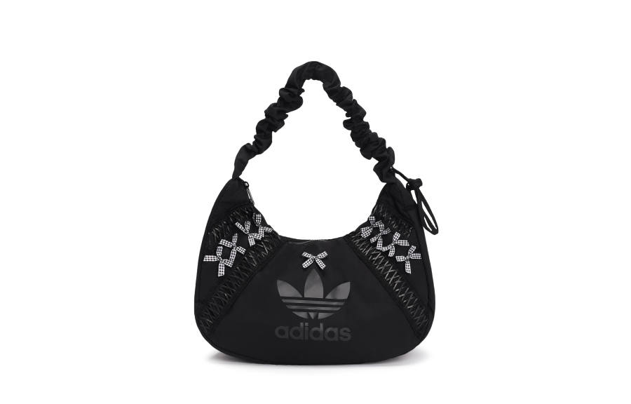 Adidas Originals Trefoil Canvas Brand Logo Handbag, Shoulder Bag Medium Women's Black