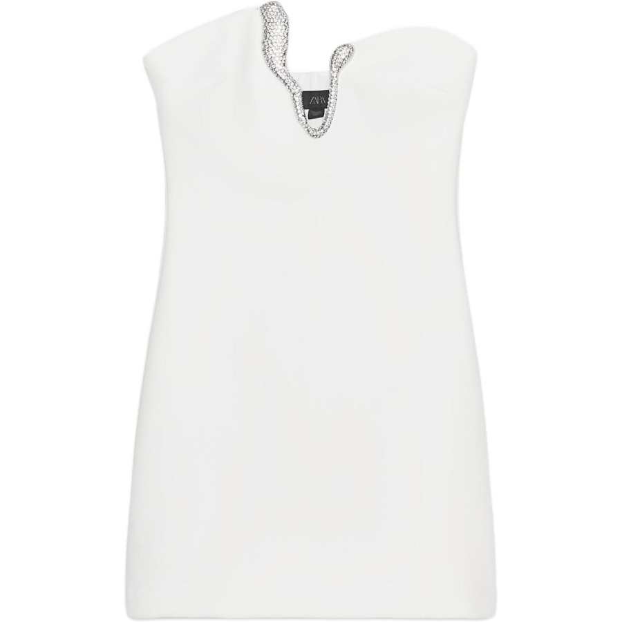 ZARA Sleeveless Dresses Women's White Moderate Midi Dress