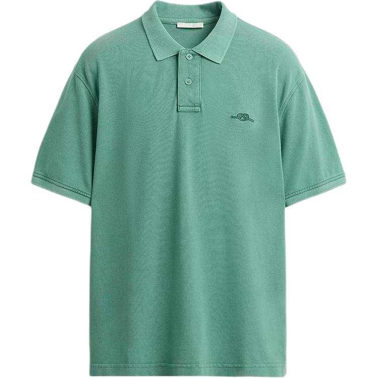 ZARA Polo Shirts Men's Washed Green Polo Collar Moderate Straight Fit