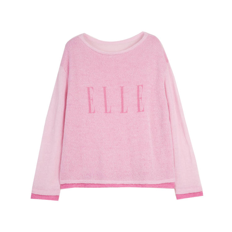 ELLE Sweaters Women's Pink Crew Neck Thin Cardigan