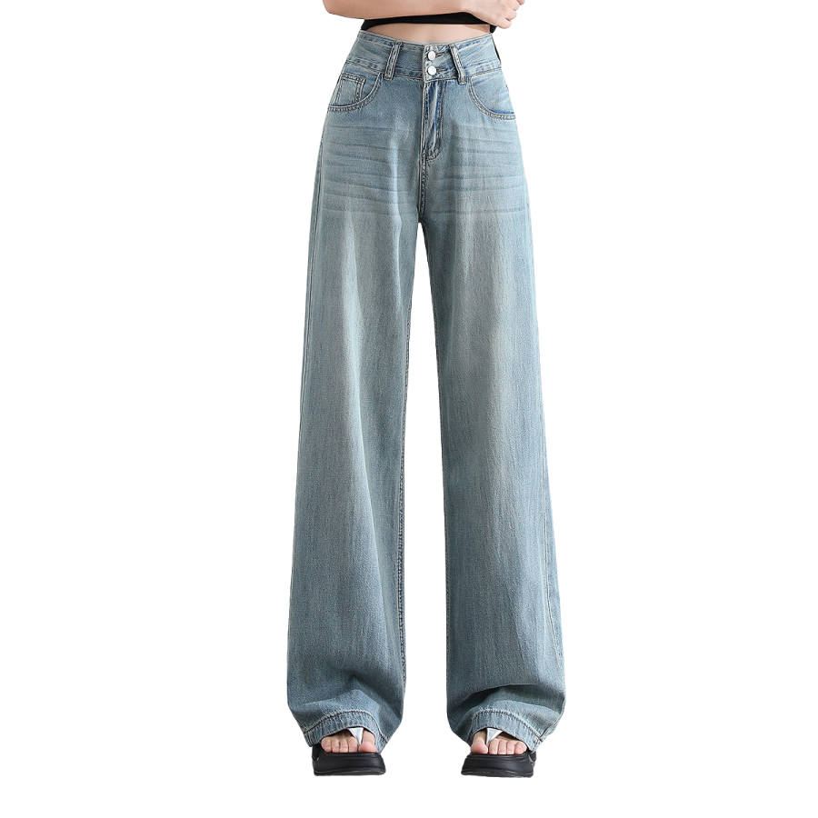 BALENO Jeans Women's Denim Blue Thin Wide Leg Pants