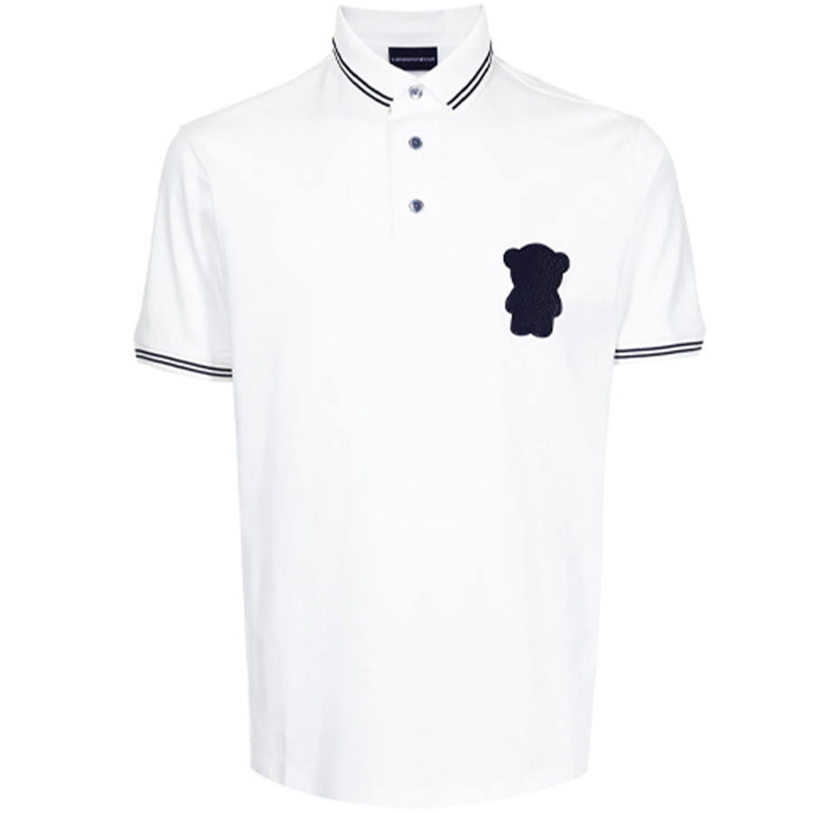 EMPORIO ARMANI Polo Shirts Men's White Polo Collar Moderate