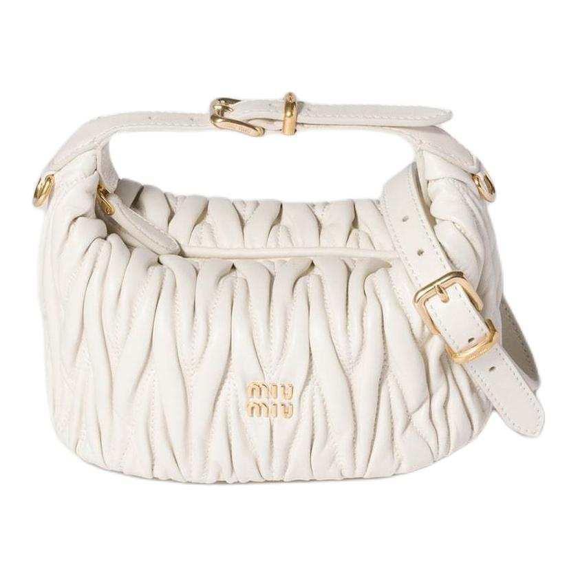 MIU MIU Matelassé Lambskin Handbag Women's White