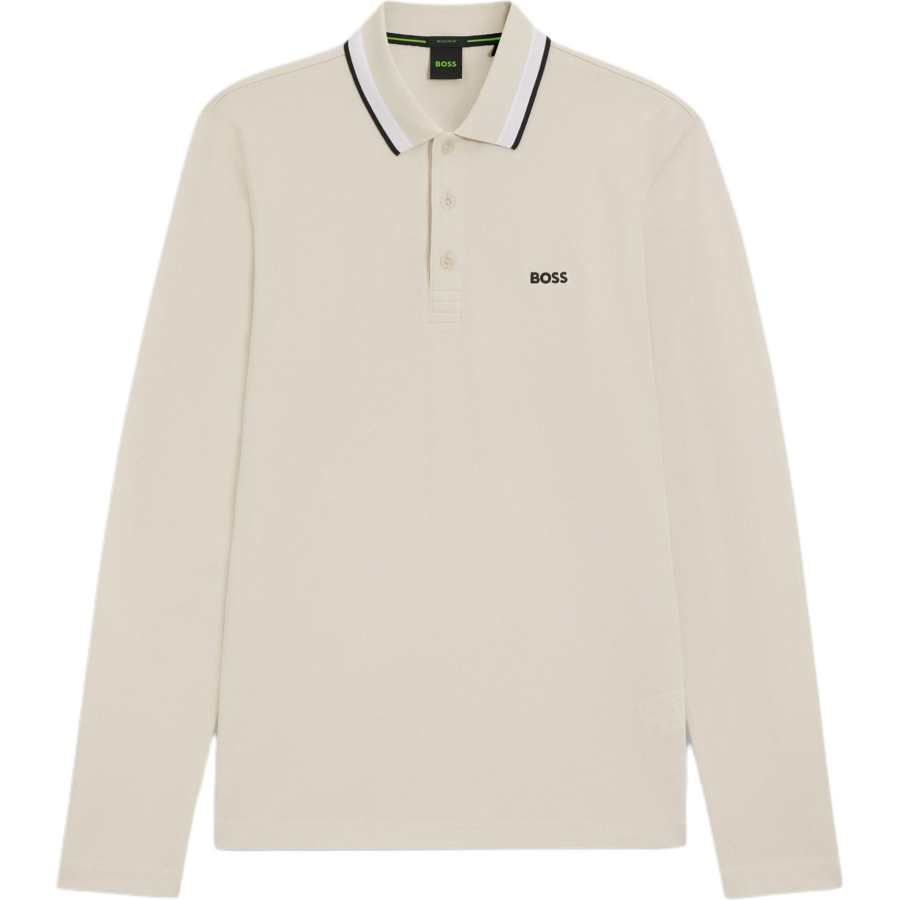 HUGO BOSS Polo Shirts Men's Beige Polo Collar Moderate Straight Fit