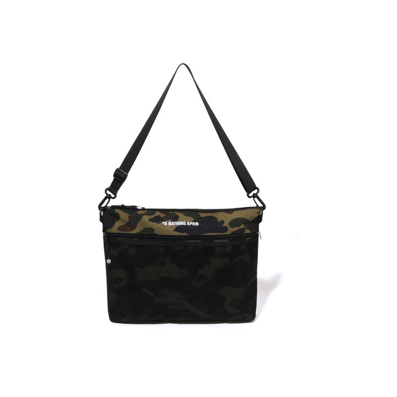 A BATHING APE Fabric Crossbody Bags Men's Green/Yellow