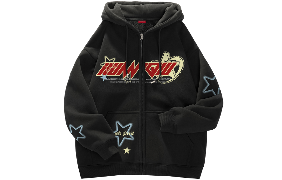 HUANQIU Sweatshirts Unisex Hooded Moderate Cardigan