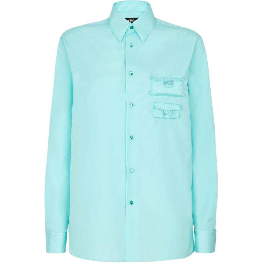 FENDI Shirts Men's Light Blue Pointed Collar Moderate Other